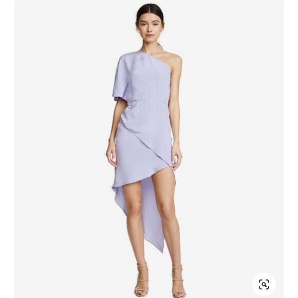 HANEY Marta Asymmetrical Wrap Dress One Shoulder Lavender Lilac Purple Size 2 - Picture 1 of 14